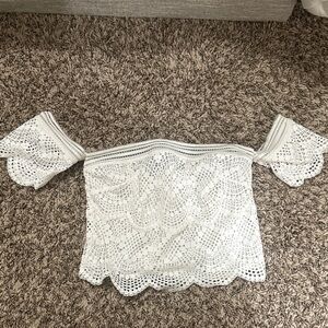 Victoria's Secret White Lace Off-Shoulder Top